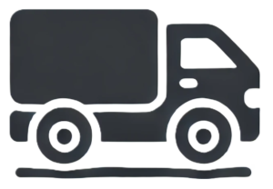 DALL·E 2025-03-02 21.30.34 - A minimalistic, flat-design delivery truck icon on a white background. The icon should be simple, modern, and clean, with clear lines and a balanced s